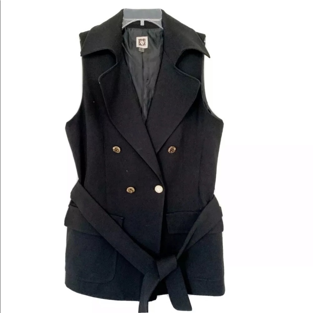 ★ ANNE KLEIN | SLEEVELESS-VEST BLAZER WITH POCKETS